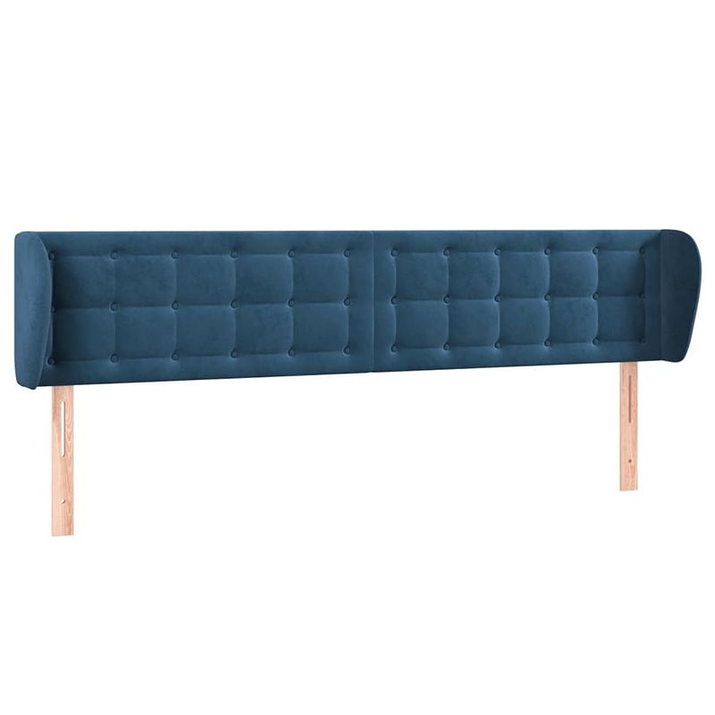 Foto van The living store hoofdbord bedombouw - 203 x 23 x 78/88 cm - donkerblauw fluweel