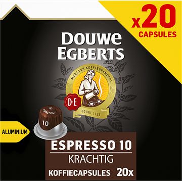 Foto van 2 voor € 8,00 | douwe egberts espresso koffiecups voordeelpak 20 stuks aanbieding bij jumbo