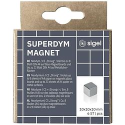 Foto van Sigel neodymium magneet ba192 (b x h x d) 10 x 10 x 10 mm dobbelsteen zilver 6 stuk(s) ba192