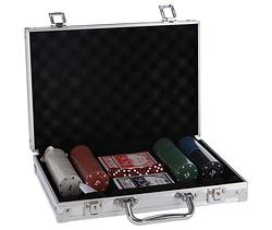 Foto van Pokerset in koffer 200 delig met 2 decks speelkaarten en fiches