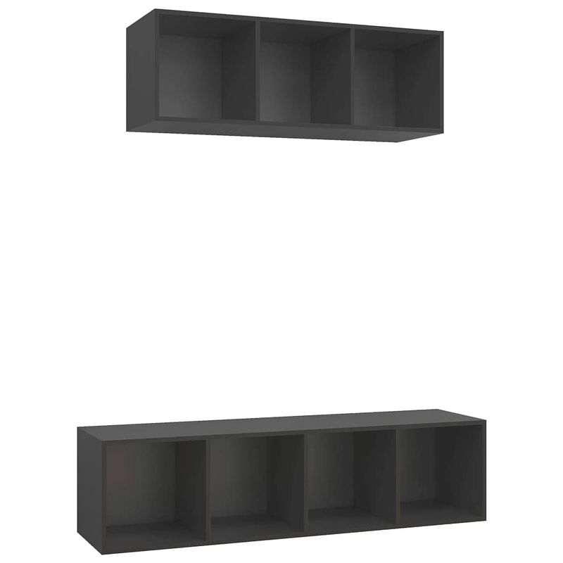 Foto van The living store tv-meubelset spaanplaat - 37 x 37 x 107 cm - 37 x 37 x 142.5 cm - grijs