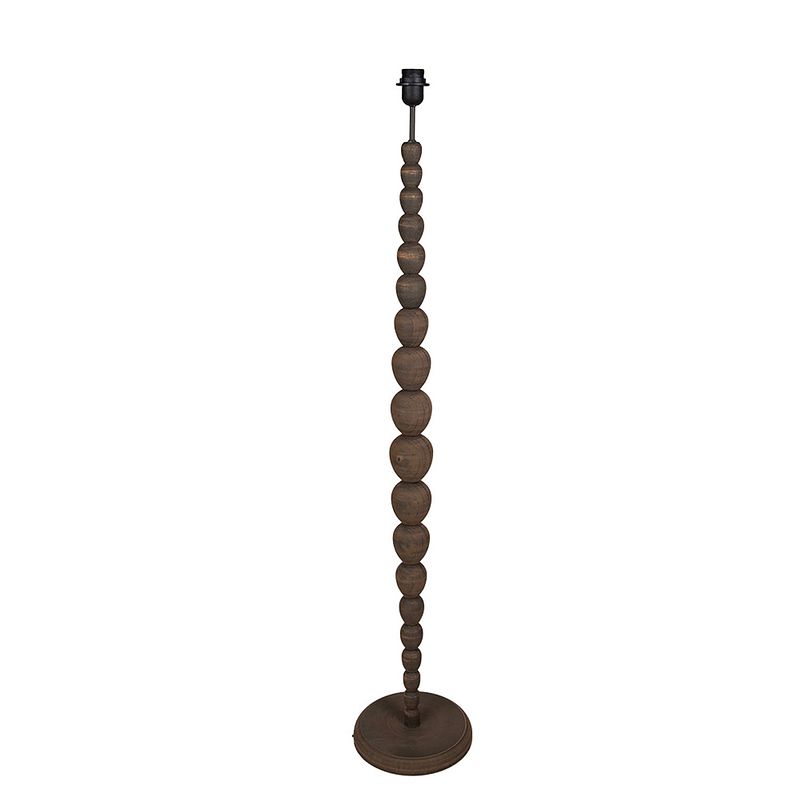 Foto van Clayre & eef vloerlamp ø 24x129 cm bruin grijs hout rond staande lamp staanlamp bruin staande lamp staanlamp