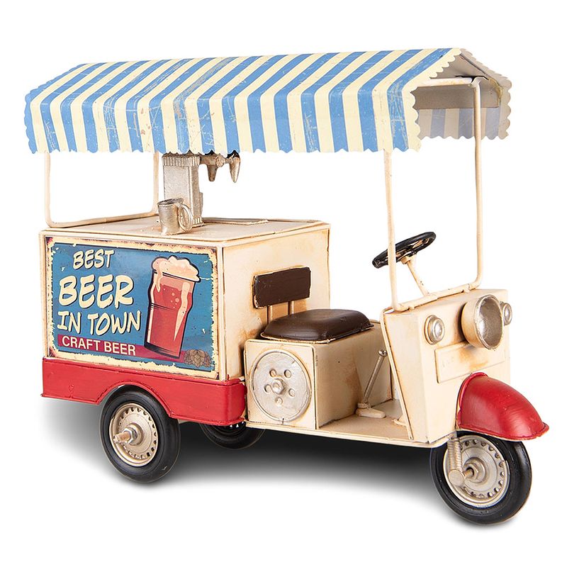 Foto van Clayre & eef decoratie miniatuur 30x12x24 cm blauw beige ijzer best beer in town decoratie model blauw decoratie model