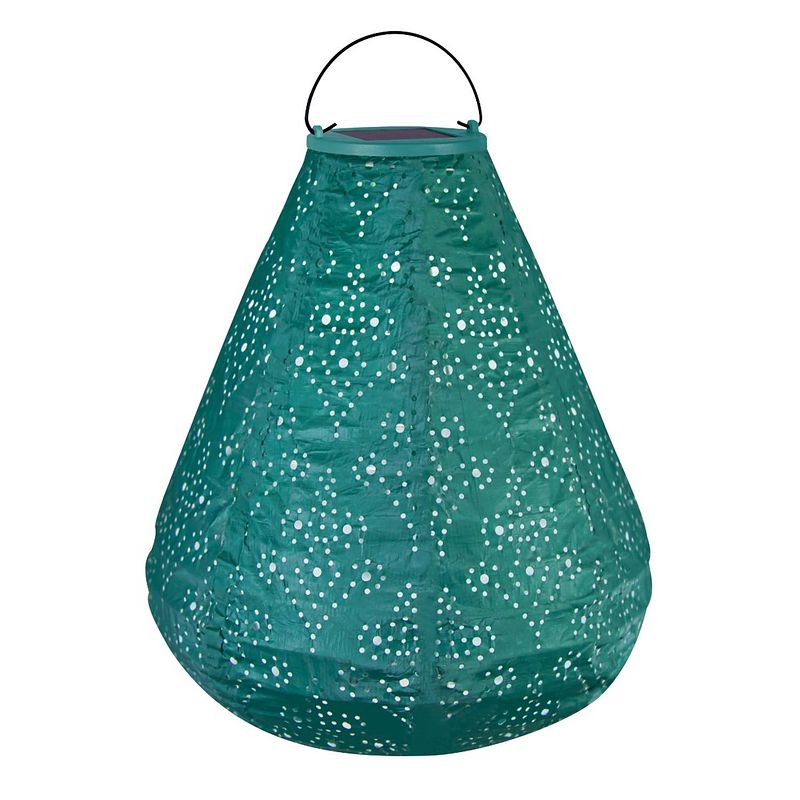 Foto van Vonroc luna solar lampion cone met led - solar tuinverlichting - 270x240mm - copper green