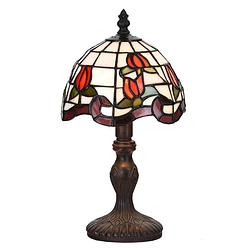 Foto van Haes deco - tiffany tafellamp rood, groen, wit ø 18x32 cm fitting e14 / lamp max 1x25w