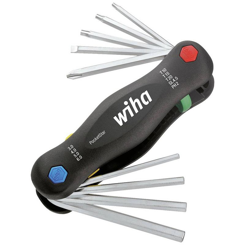 Foto van Wiha multitool pocketstar® gemischt 9-tlg. 25293 multitool aantal functies 9 zwart