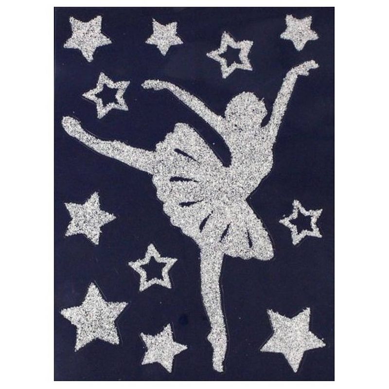 Foto van Peha stickerset ballerina glitter 29,5 x 40 cm zilver 12-delig