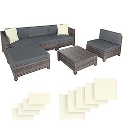 Foto van Tectake - loungeset met aluminium frame-wicker tuinset- incl. 2 overtreksets - grijs-403835