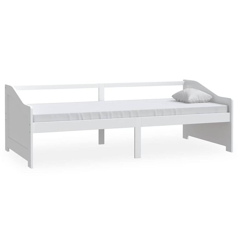 Foto van The living store bedbank grenenhout - wit - 204 x 98 x 66 cm - logeerbed en bank - geschikte matras- 90 x 200 cm -