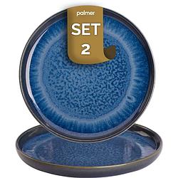 Foto van Palmer bord jory 22 cm blauw stoneware 2 stuk(s)