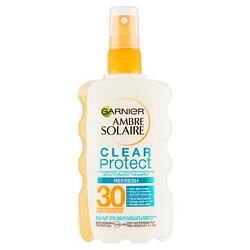 Foto van 1+1 gratis | garnier ambre solaire clear protect transparante zonbeschermingsspray refresh spf 30 200ml aanbieding bij jumbo