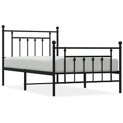 Foto van Vidaxl bedframe met hoofd- en voeteneinde metaal zwart 100x190 cm