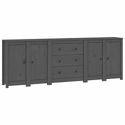 Foto van Vidaxl dressoir 230x35x80 cm massief grenenhout grijs