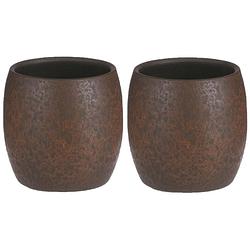 Foto van Mica decorations bloempot/plantenpot - 2x - roest/terracotta bruin - voor kamerplant - h22 x d24 cm - plantenpotten