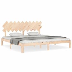 Foto van The living store massief grenenhouten bedframe - dubbel bed - multiplex lattenbodem - 203.5 x 203.5 cm - natuurlijke