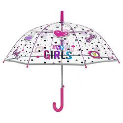 Foto van Perletti paraplu hey girls meisjes 74 cm fiberglass transparant