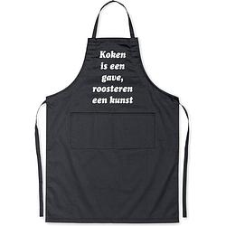 Foto van Benza schort koken is een gave, roosteren een kunst - grappige/leuke/mooie keukenschort/luxe - zwart