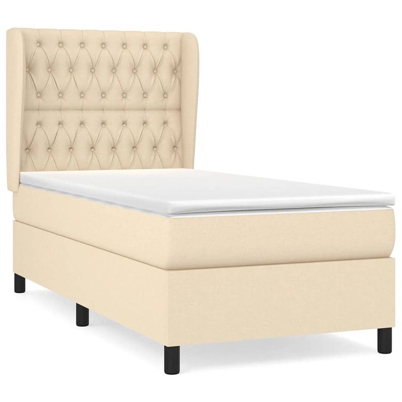 Foto van The living store boxspringbed - comfort pocketvering - middelhard - 90 x 200 cm - crème