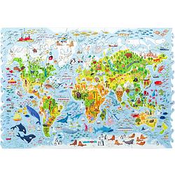 Foto van Unidragon houten kinderpuzzel - wereldkaart - 100 stukjes - 43x30 cm