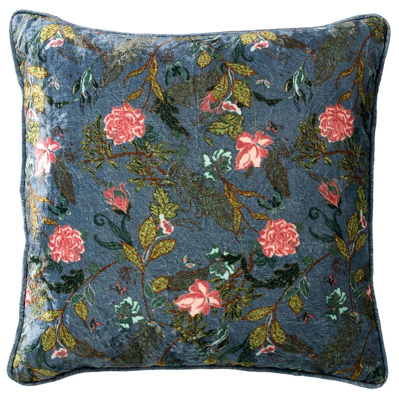 Foto van Dutch decor mikky - sierkussen velvet provincial blue 45x45 cm - blauw - blauw