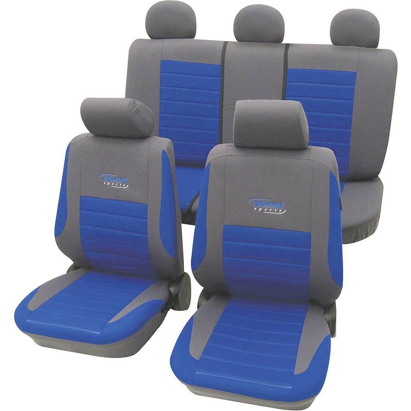 Foto van Cartrend 60120 active autostoelhoes 11-delig polyester blauw bestuurder, passagier, achterbank