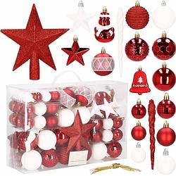 Foto van Kerstballen 104 stuks rood/wit