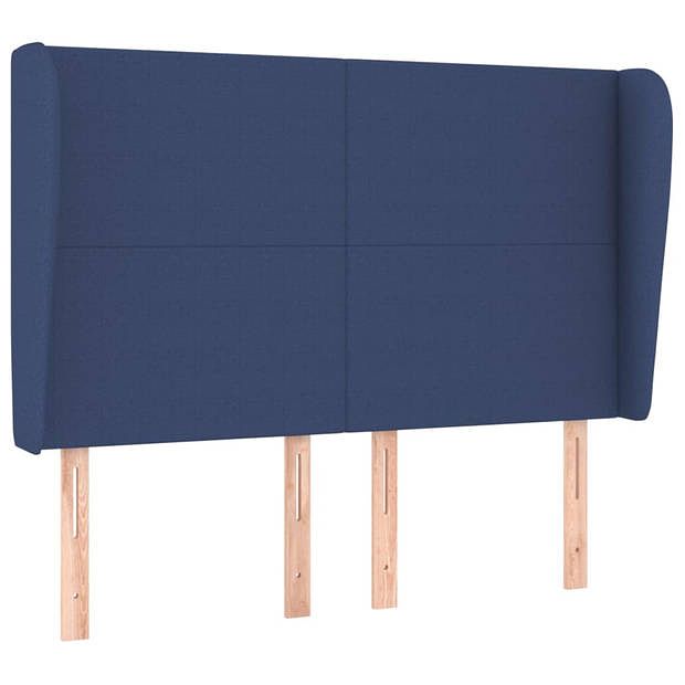 Foto van Vidaxl hoofdbord met randen 147x23x118/128 cm stof blauw