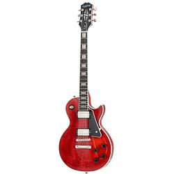 Foto van Epiphone les paul custom figured transparent red elektrische gitaar met premium gigbag