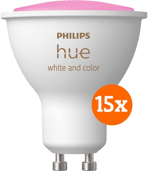 Foto van Philips hue white and color gu10 15-pack