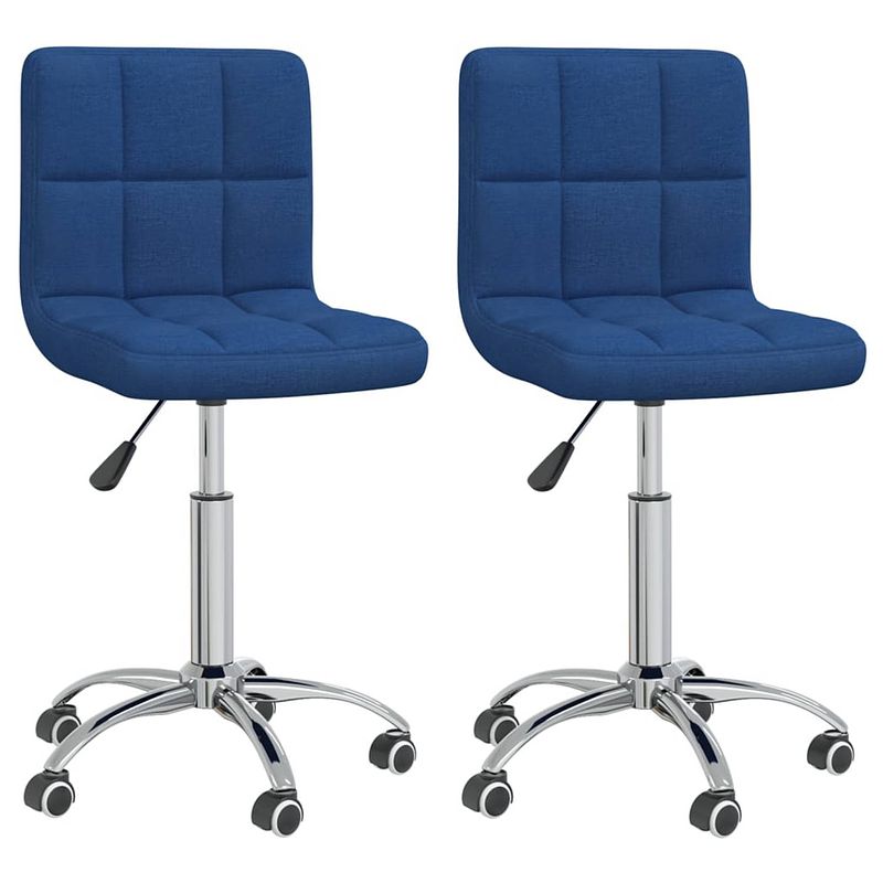 Foto van Vidaxl eetkamerstoelen draaibaar 2 st stof blauw