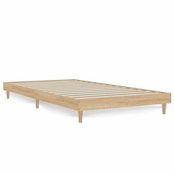 Foto van The living store bedframe sonoma eiken - multiplex lattenbodem - 203 x 103 x 20 cm - duurzaam materiaal