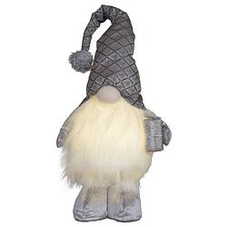 Foto van Decoratie kerst gnome pop - h36 cm - met verlichting - zilver - kerstman pop