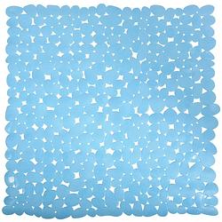 Foto van Msv douche/bad anti-slip mat - badkamer - pvc - lichtblauw - 53 x 53 cm - badmatjes
