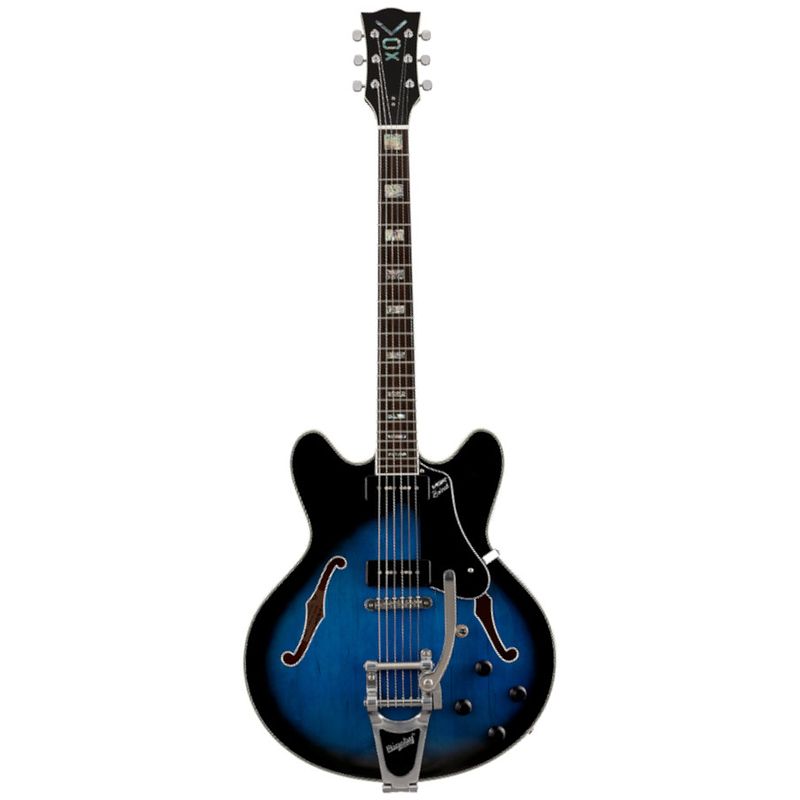 Foto van Vox bobcat v90 bigsby sapphire blue semi-akoestische gitaar