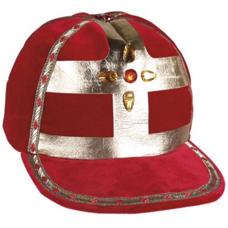 Foto van Witbaard werkmijter sinterklaas polyester rood/goud one-size