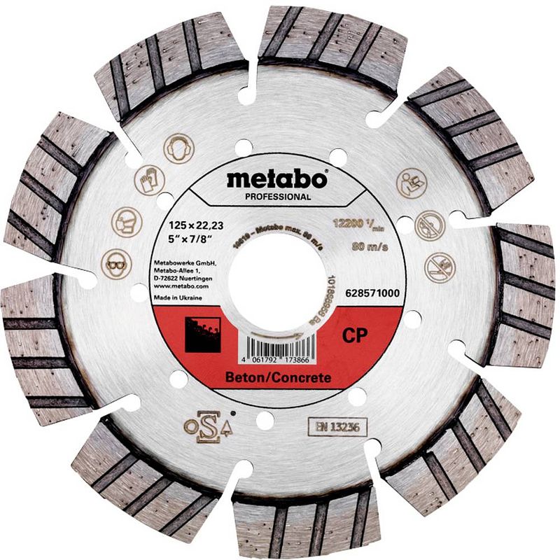 Foto van Metabo 628571000 diamanten doorslijpschijf diameter 125 mm 1 stuk(s)