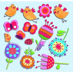 Foto van Kids decor muurdecoratie 3-levels birds and flowers junior