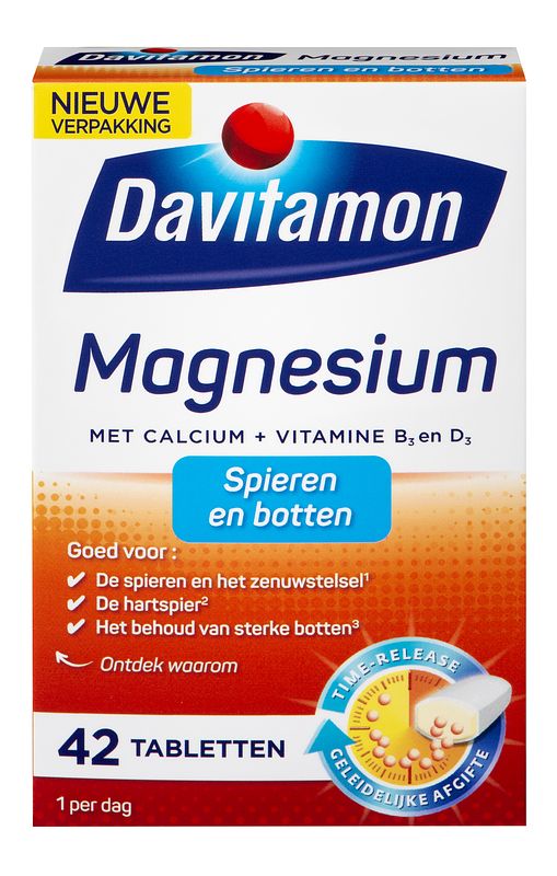 Foto van Davitamon magnesium tabletten voor spieren en botten, 42 stuks bij jumbo