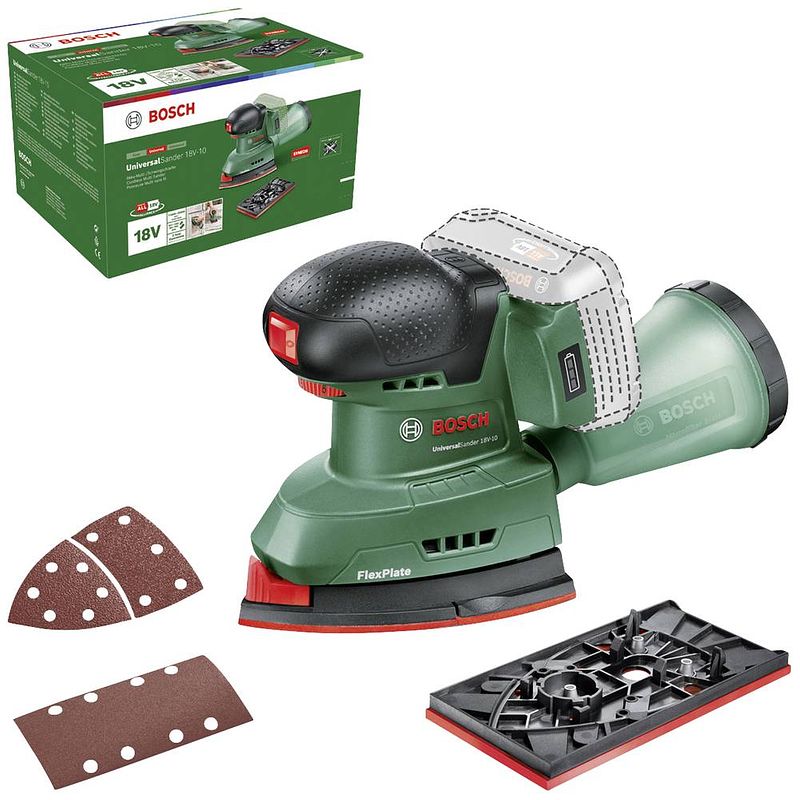 Foto van Bosch home and garden universalsander 18v-10 06033e3100 excentrische schuurmachine zonder accu 18 v