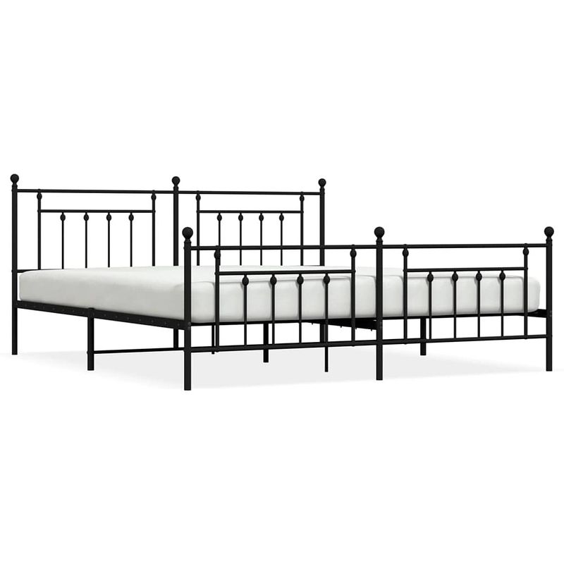 Foto van The living store bedframe met hoofd- en voeteneinde metaal zwart 193x203 cm - bed