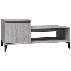 Foto van The living store salontafel - bewerkt hout - grijs sonoma eiken - 100x50x45 cm