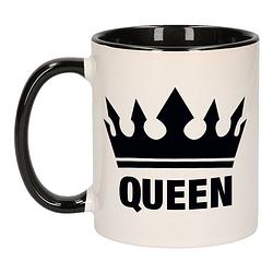 Foto van Cadeau queen mok/ beker zwart wit 300 ml - feest mokken