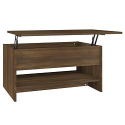 Foto van The living store salontafel bruineiken - hout - 80 x 50 x 40 cm (l x b x h) - verborgen opbergruimte