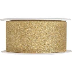 Foto van 1x hobby/decoratie gouden sierlinten met glitters 3 cm/30 mm x 5 meter - cadeaulinten