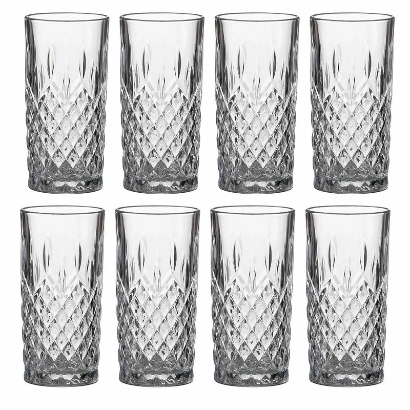 Foto van Lav longdrink/water/drinkglazen odin - gedecoreerd glas - 8x stuks - 350 ml - longdrinkglazen