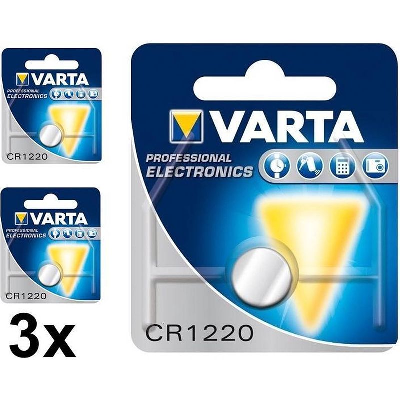 Foto van 3 stuks - varta professional electronics cr1220 6220 35mah 3v knoopcelbatterij