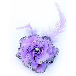 Foto van Paarse bloem op speld - verkleedhaardecoratie