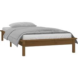 Foto van The living store houten bedframe - led-verlichting - 202 x 86.5 x 26 cm - massief grenenhout