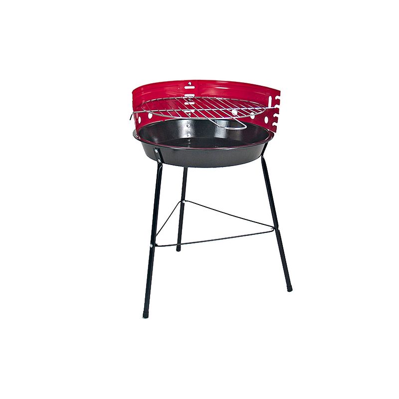 Foto van Gebor - ronde barbecue - bbq - houtskool barbecue - grill - rood - zwart - metaal - 33x33x53cm