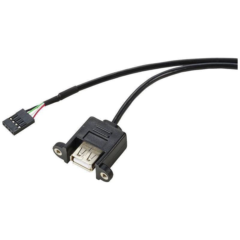 Foto van Renkforce usb-kabel usb 2.0 shrouded header 4-polig, usb-a bus 0.60 m zwart schroefbaar rf-5719748